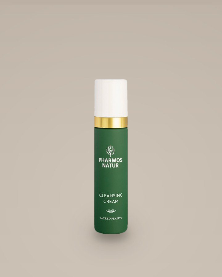 Cleansing Cream von PHARMOS NATUR, grüne Flasche mit Goldring