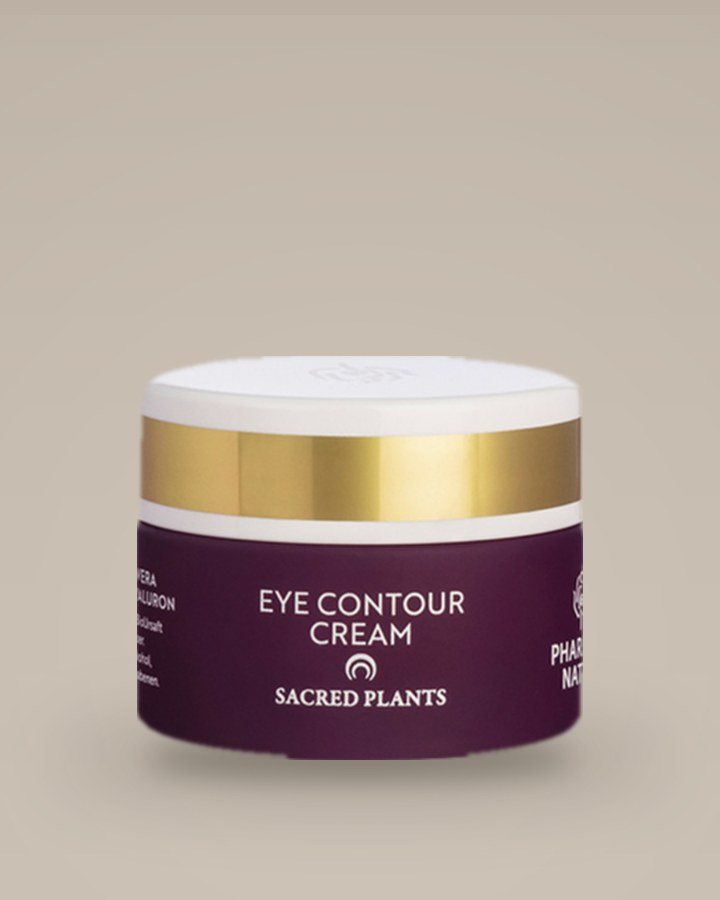 Eye Contour Cream von PHARMOS NATUR, beerenfarbener Tiegel mit Goldrand